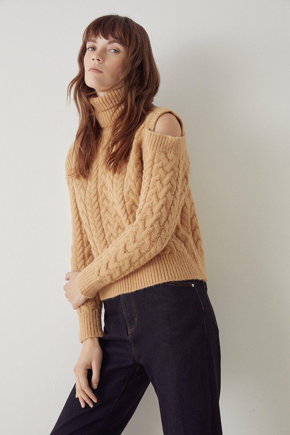 Cold shoulder roll 2025 neck jumper