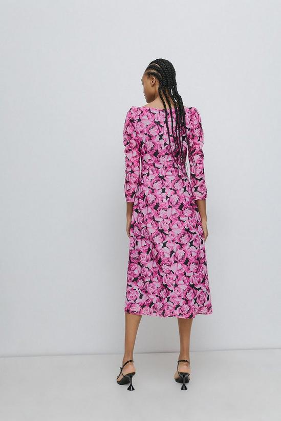 Warehouse Sweetheart Neck Ruched Midi Dress In Floral 3