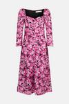 Warehouse Sweetheart Neck Ruched Midi Dress In Floral thumbnail 4