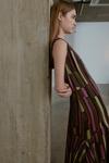 Warehouse Premium Satin Block Print Midi Dress With Frill thumbnail 1