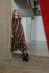 Warehouse Premium Satin Block Print Midi Dress With Frill thumbnail 2