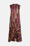 Warehouse Premium Satin Block Print Midi Dress With Frill thumbnail 4