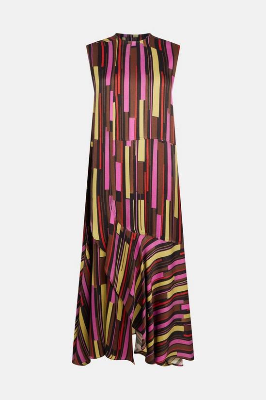Warehouse Premium Satin Block Print Midi Dress With Frill 4