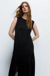 Warehouse Premium Satin Sleeveless Midi Dress With Frill thumbnail 1