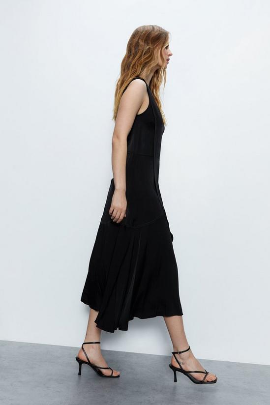 Warehouse Premium Satin Sleeveless Midi Dress With Frill 3