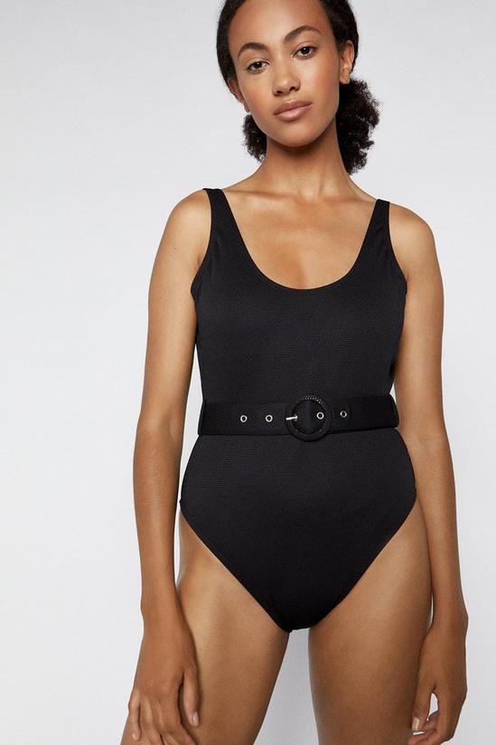Warehouse Textured Belted Swimsuit 2