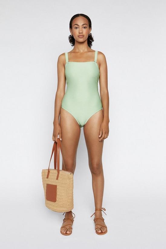 Warehouse Square Neck Ribbed Swimsuit 1