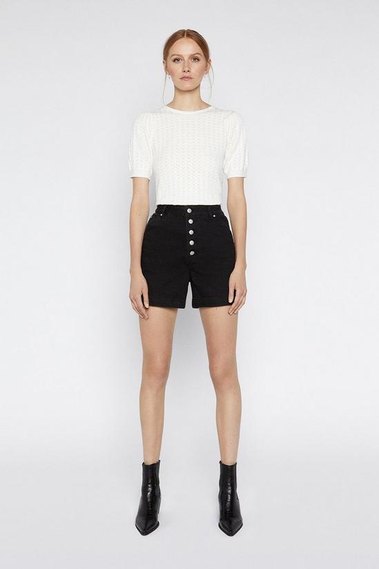 Warehouse Stitchy Knitted Puff Sleeve Tee 1