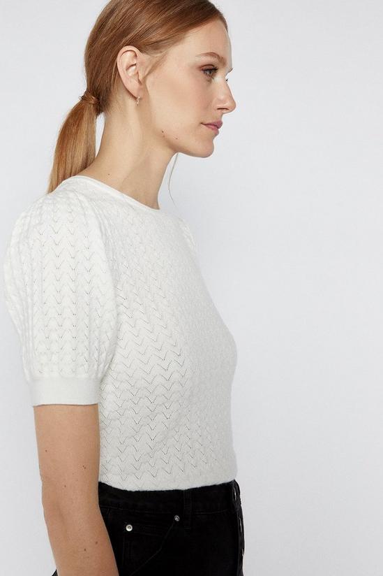 Warehouse Stitchy Knitted Puff Sleeve Tee 2