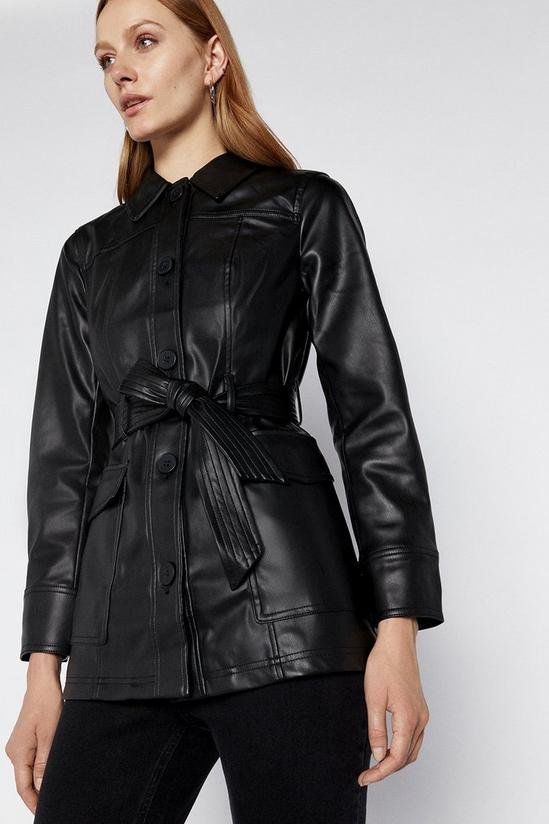 Warehouse Belted Faux Leather Jacket 2