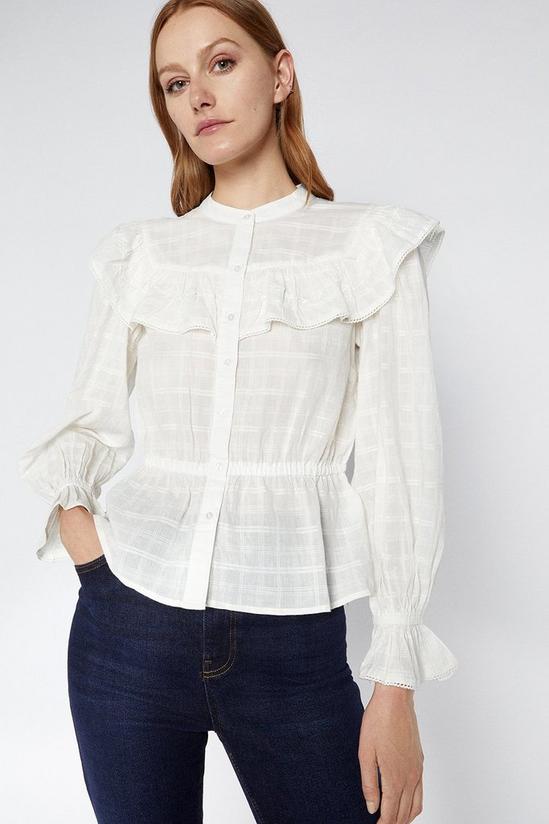 Warehouse Textured Frill Front Blouse 2