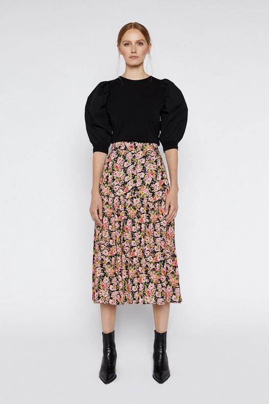 Warehouse Floral Belted Midi Skirt 1