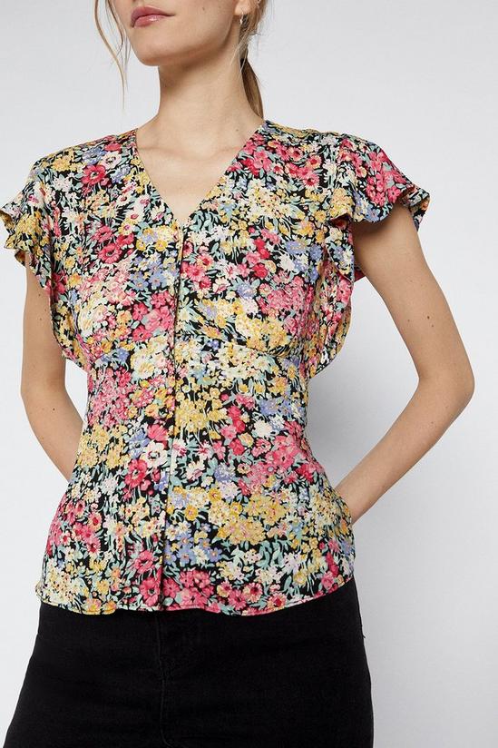Warehouse Floral Button Front Top 2