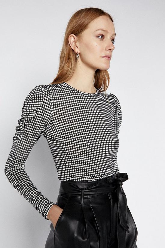 Warehouse Gingham Check Puff Sleeve Top 2