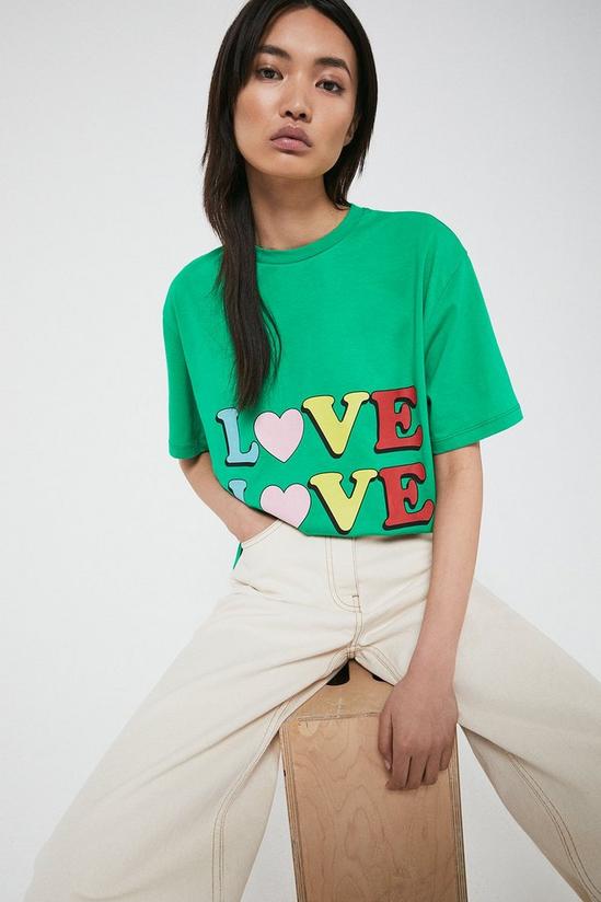 Warehouse Violet Eclectic Cotton Love Front Print Tee 1