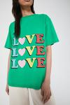 Warehouse Violet Eclectic Cotton Love Front Print Tee thumbnail 2