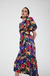 Warehouse Satin Dress With Cut Outs In Floral Print thumbnail 1