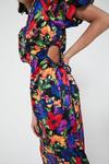 Warehouse Satin Dress With Cut Outs In Floral Print thumbnail 4
