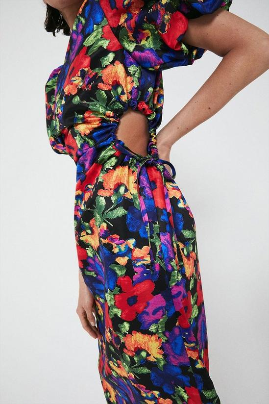 Warehouse Satin Dress With Cut Outs In Floral Print 4
