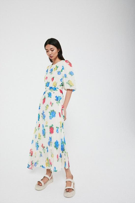 Warehouse Fit And Flare Dress In Floral With Pleat Hem 2