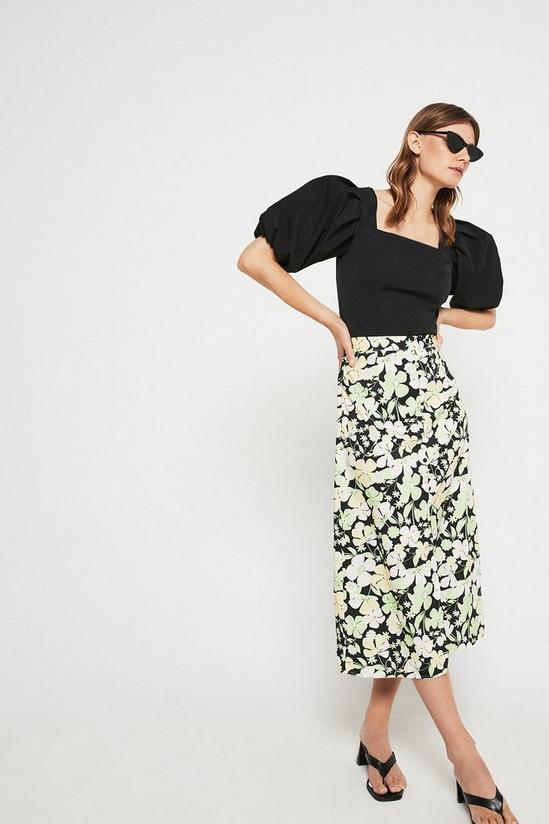 Warehouse Skirt With Buttons In Floral 1