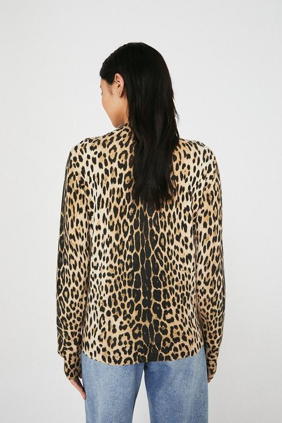 Warehouse Animal Print Knitted Funnel Neck Jumper 3