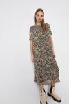 Warehouse Floral Pleated Midi Dress With Short Sleeve thumbnail 1