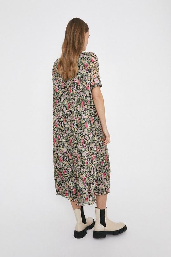 Warehouse Floral Pleated Midi Dress With Short Sleeve 3