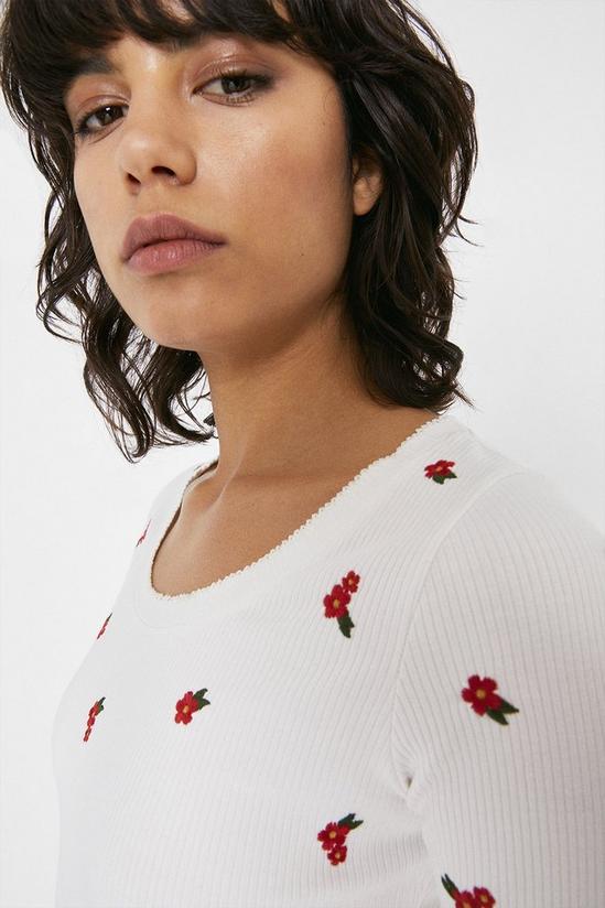 Warehouse Embroidered Rib Scoop Neck Top 4