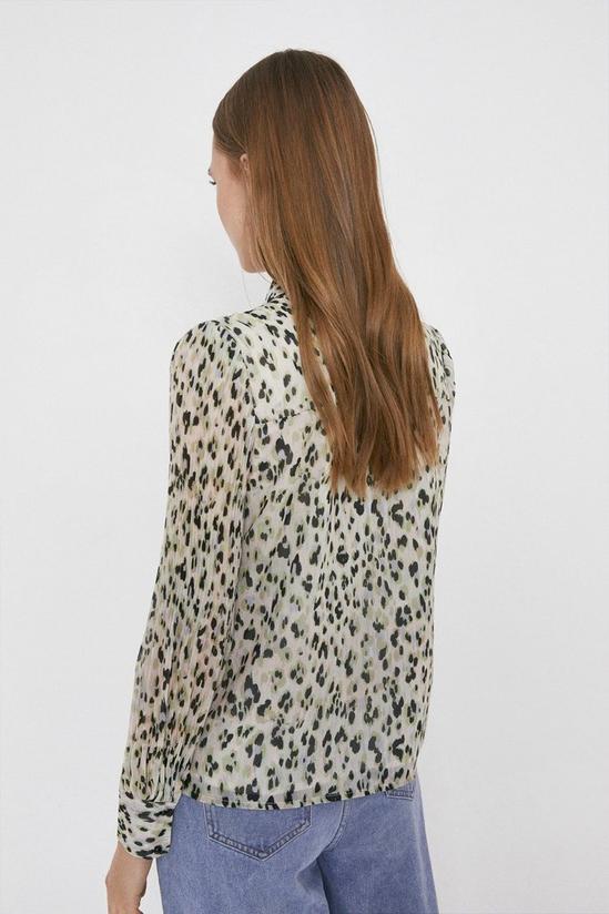 Warehouse Tie Neck Blouse In Coloured Animal 3