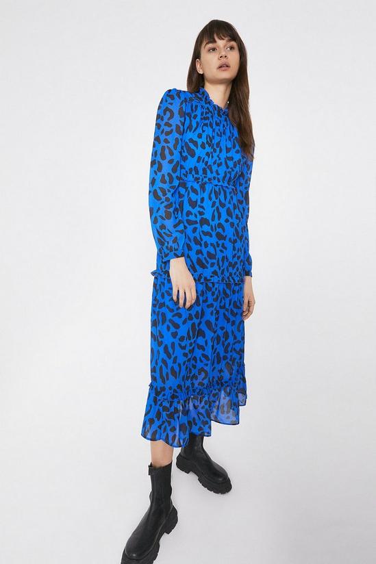 Warehouse Tiered Midaxi Dress In Large Leopard Print 1
