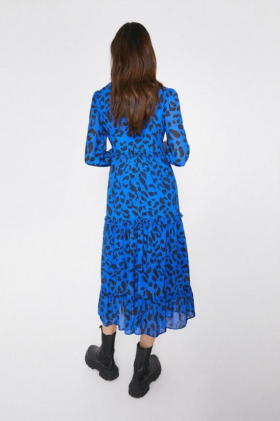 Warehouse Tiered Midaxi Dress In Large Leopard Print 3