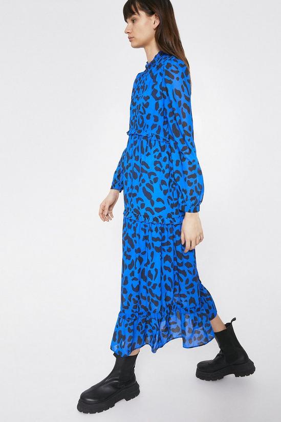 Warehouse Tiered Midaxi Dress In Large Leopard Print 4