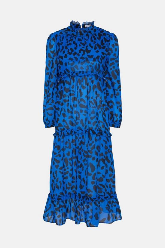 Warehouse Tiered Midaxi Dress In Large Leopard Print 5
