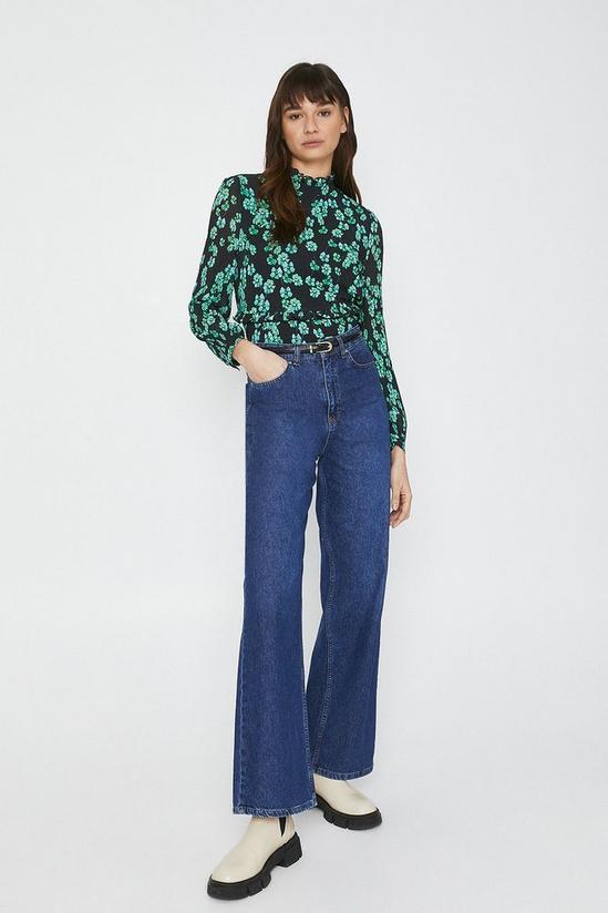 Warehouse Pleated Hem Top In Floral Print 1