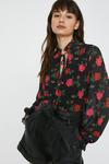 Warehouse Tie Neck Blouse In Floral thumbnail 1