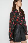 Warehouse Tie Neck Blouse In Floral thumbnail 4