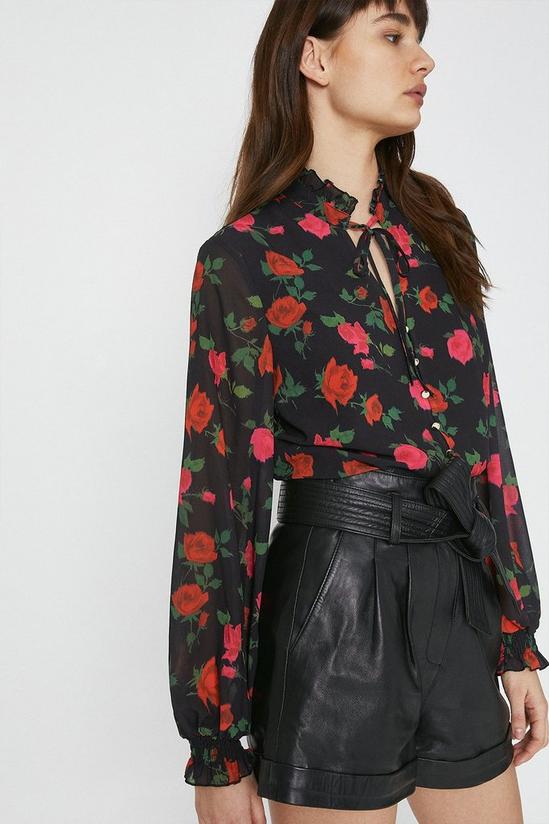 Warehouse Tie Neck Blouse In Floral 4