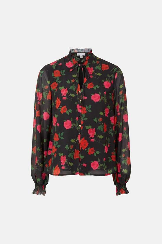 Warehouse Tie Neck Blouse In Floral 5