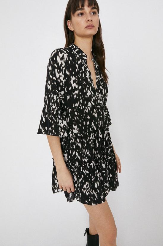 Warehouse Tiered Dress In Smudgy Animal Print 1