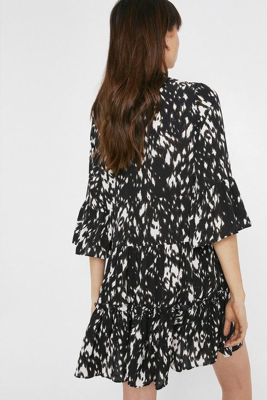 Warehouse Tiered Dress In Smudgy Animal Print 3