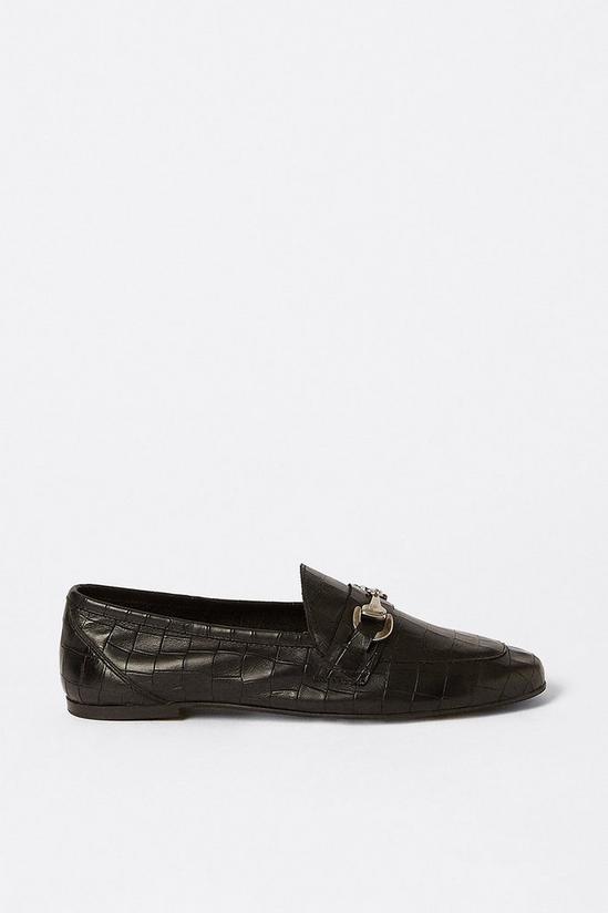 Warehouse Leather Snaffle Detail Croc Loafer 1