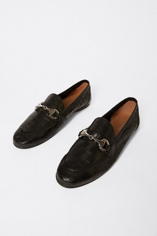 Warehouse Leather Snaffle Detail Croc Loafer 2