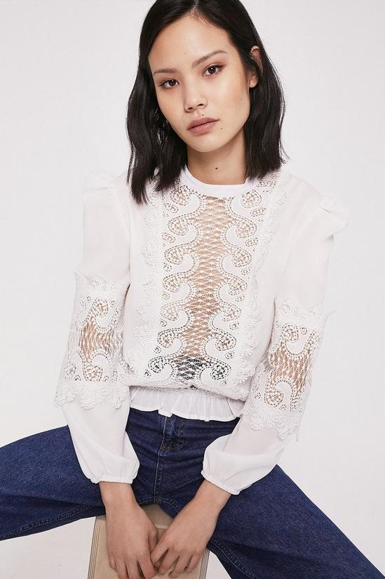 Warehouse Blouse With Lace Insert Sleeve 1
