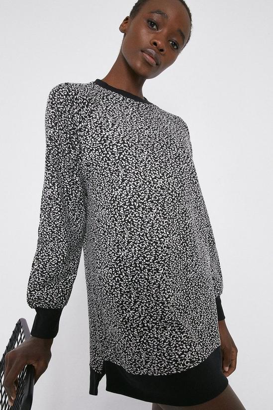 Warehouse Leopard Jacquard Sweat Dress 1