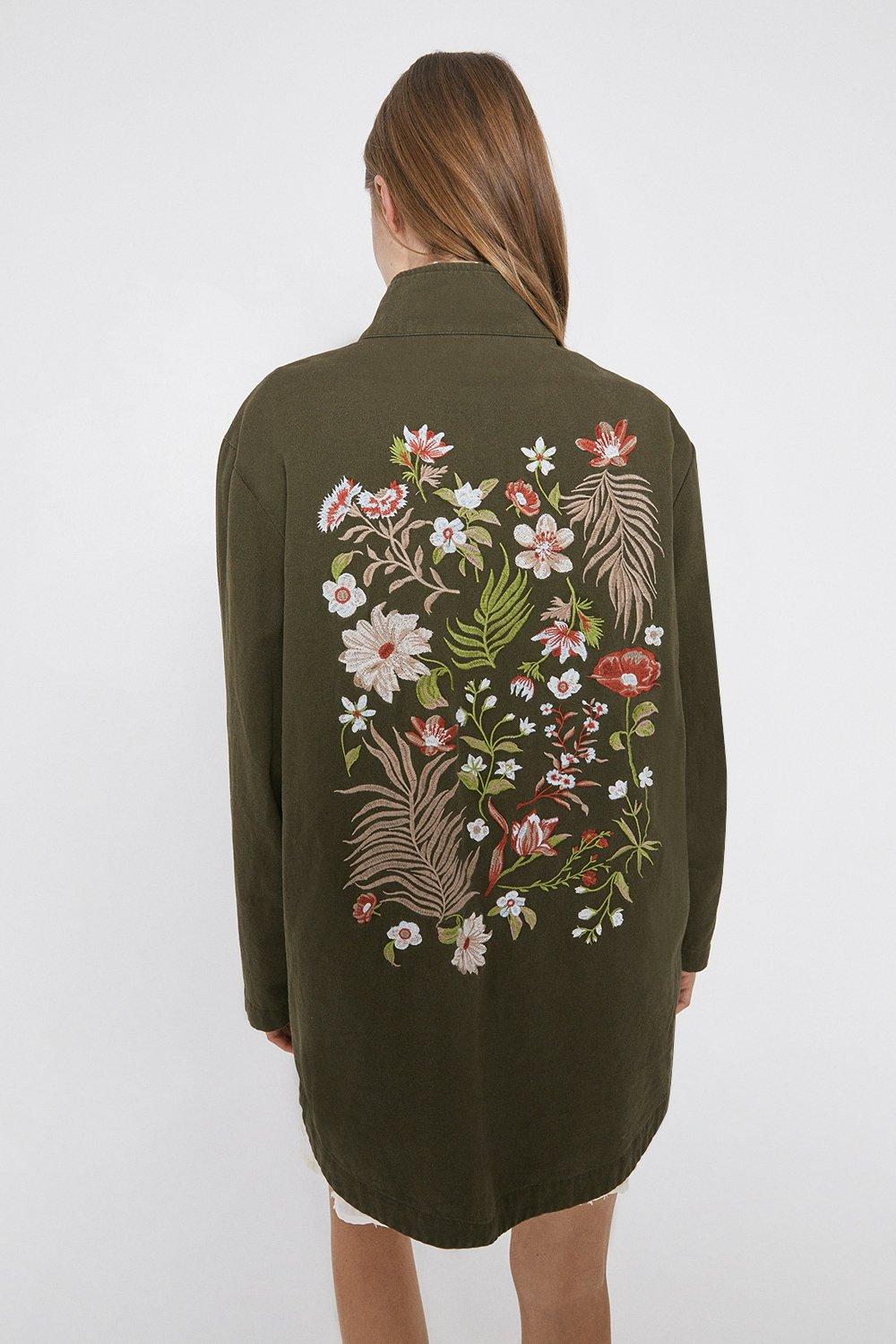 Khaki shop embroidered jacket