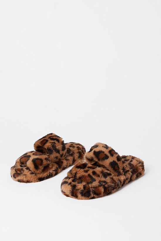 Warehouse Leopard Print Fluffy Slipper 2