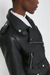 Warehouse Faux Leather Biker Jacket with Arrow Pocket thumbnail 2