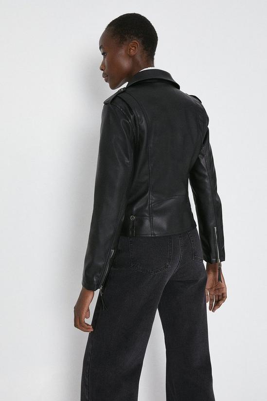 Warehouse Faux Leather Biker Jacket with Arrow Pocket 3