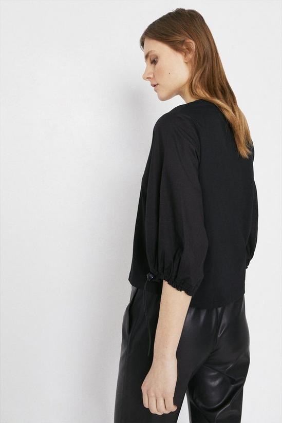 Warehouse Woven Mix Drawcord Sleeve Top 3